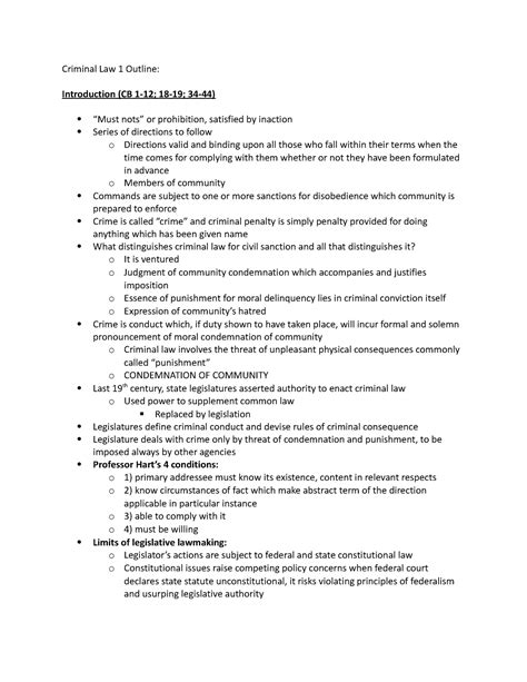 Criminal Law Outline Crim Law Fall Criminal Law