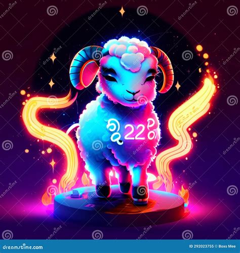 Simbolo Zodiaco RAM In Stile Neon Su Sfondo Scuro Oroscopo Zodiaco