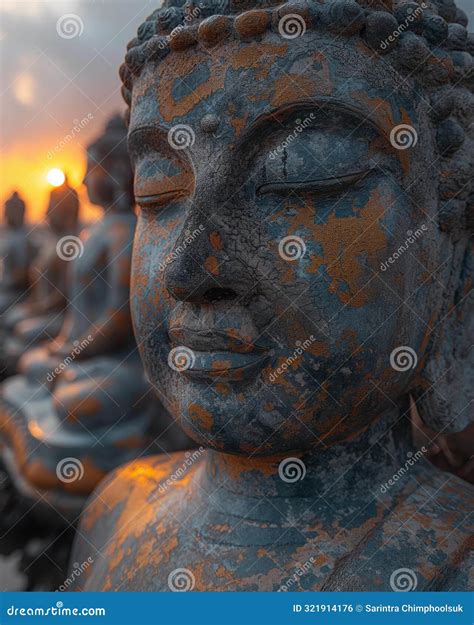 AI Generated Images of Ancient Budda Sculpture Meditation Stock