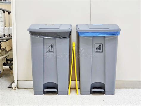Two Trash Cans For Sorting Garbage Indoor Garbage Bins Stock Image