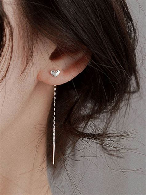 Серьги протяжки бижутерия для девочек длинные висячие сердечки - купить ...