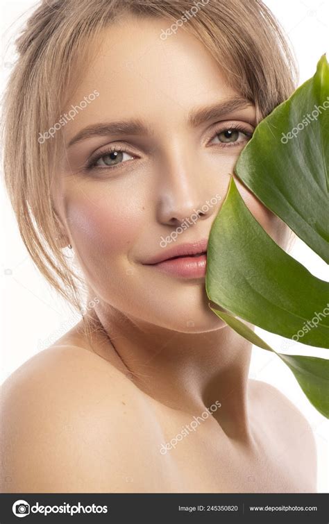 Cute Smiling Blonde Caucasian Woman Fresh Clean Healthy Flawless Skin Stock Photo Annademy