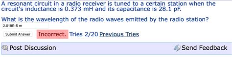 Solved A Resonant Circuit In A Radio Receiver Is Tuned To A Chegg