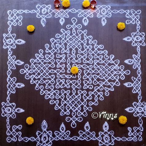 21 Dots Margazhi Kolam Sikku Kolam Vinns Kolam
