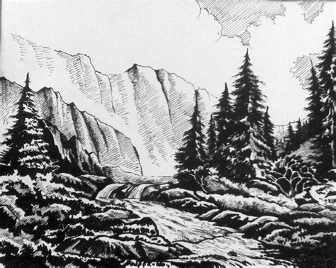 Pen And Ink Landscape Drawings - Drawing Word Searches