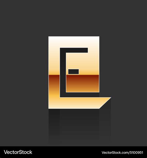 Gold letter e shape logo element Royalty Free Vector Image