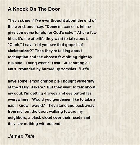 A Knock On The Door by James Tate - A Knock On The Door Poem