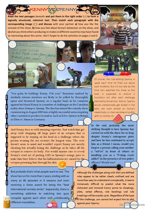 Kenny Vs Spenny Warmer Filler English Esl Worksheets Pdf And Doc