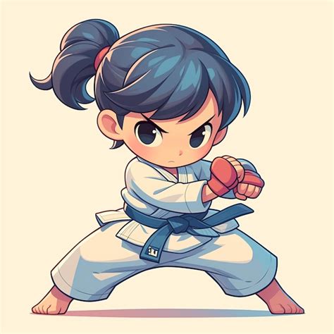 Premium Vector A Lisbon Girl Practices Judo In Cartoon Style