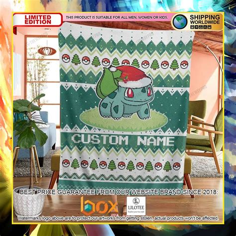 HOT Pokemon Bulbasaur Christmas Custom Luxury Blanket Express Your