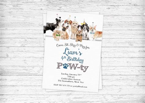 Dog Birthday Invitation Dog Birthday Party Puppy Birthday - Etsy