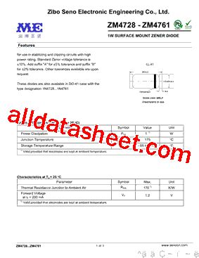 ZM4732 Datasheet PDF Zibo Seno Electronic Engineering Co Ltd