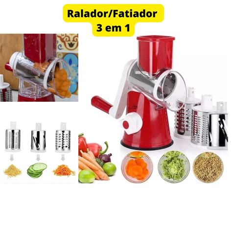 Ralador Fatiador 3 Em 1 Verduras Legumes Queijo Multiuso Manual