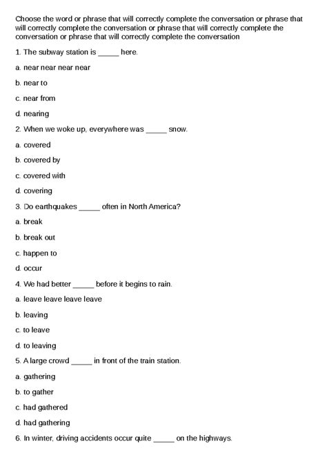 grammar exercises choose  word  phrase   correctly