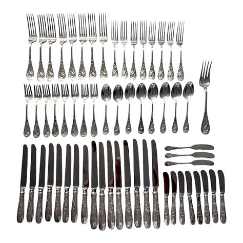 Tiffany Audubon Sterling Silver Flatware Set For 8 Service 60 Pcs