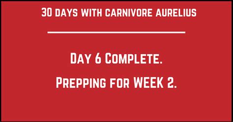 Day 6 Complete: Prepping for Week 2 - Carnivore Aurelius