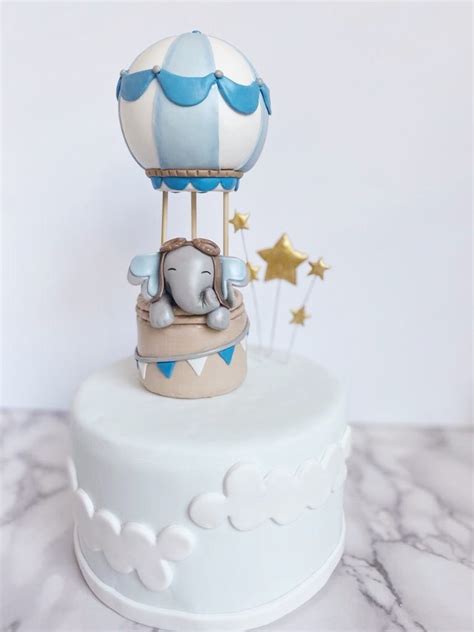 Elephant Hot Air Balloon Cake Topper Baby Shower And First Etsy