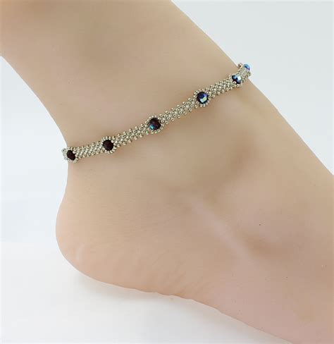 Silver Ankle Bracelet Foot Bracelet Beaded Anklets Delicate Bracelet