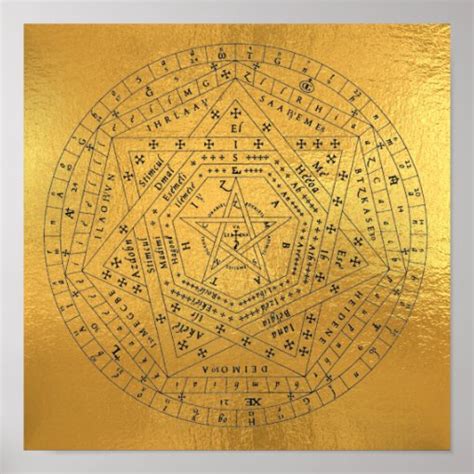 Sigillum Dei Aemeth Sigil Occult Pentagram Gold Poster Zazzle