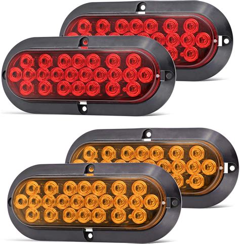 Amazon MADCATZ 6 Inch Oval 2 Amber 2 Red Light 24LED Turn Signal