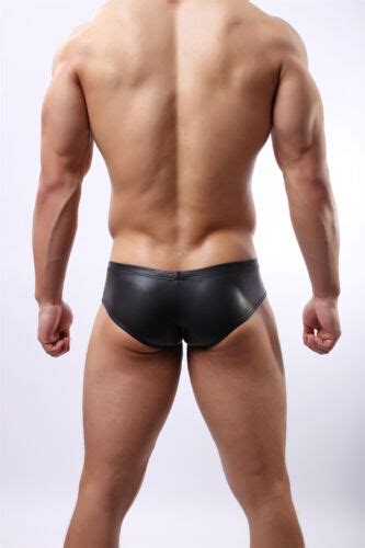 Mens Lingerie Faux Leather Look Boxer Briefs Bikini Shorts Underwear Underpants EBay