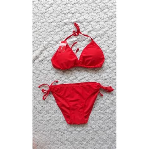 Jual BK 3304 XO MERAH BIKINI PANTAI SEGITIGA DENGAN BUSA SELIP Shopee Indonesia