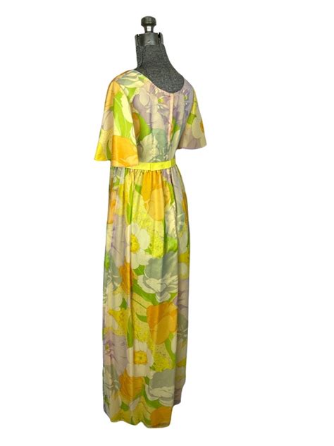 S Floral Maxi Dress With Angel Sleeves Yellow Ora Gem