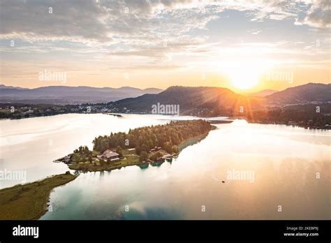 Aerial View Of Lake Faaker See In Carinthia Austria Stock Photo Alamy