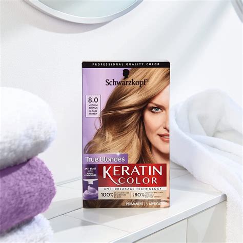 Schwarzkopf Keratin Color 8 0 Medium Blonde Hair Color Cream Permanent Formula Buy Now In