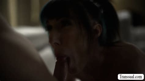 Brunette TS Melanie Brooks Bareback Fucked By Her Stepson