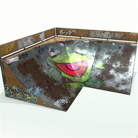 Esquina De Rampa De Skate PBR Texturas Modelo 3D 12 3ds Max Dae