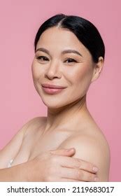 Portrait Smiling Asian Woman Naked Shoulders Stock Photo Shutterstock