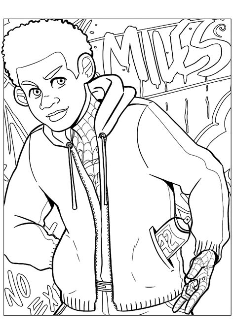 Miles Morales Spider Man Into The Spider Verse Coloring Pages For Kids