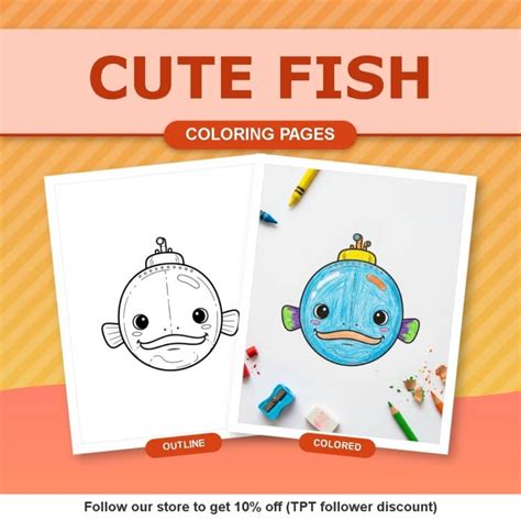 cute fish coloring pages book  kids explore ocean life  coloring