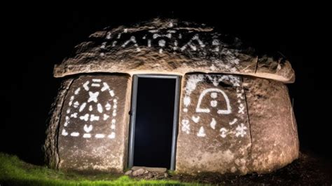 premium ai image  door   cave  night