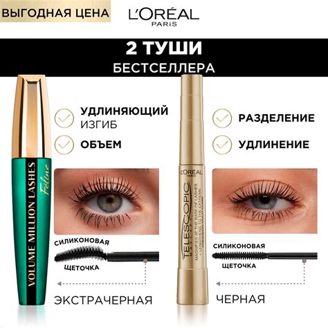 L'Oreal Paris Набор из 2-х бестселлеров: Тушь для ресниц TELESCOPIC ...