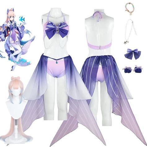 Genshin Impact Game Kokomi Swimsuit Cosplay Costume Sangonomiya Kokomi Bikini Beach Bathing Suit
