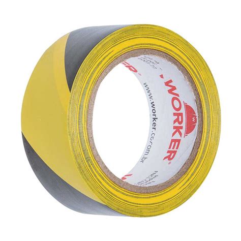 Fita Adesiva para Demarcação Zebrada Amarelo e Preto 48Mm X 30M Worker