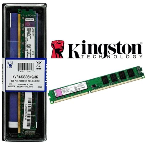 MEMORIA KINGSTON KVR1333D3N9/8G, CAPACIDAD 8 GB TIPO DDR3, BUS 1333 MHZ ...