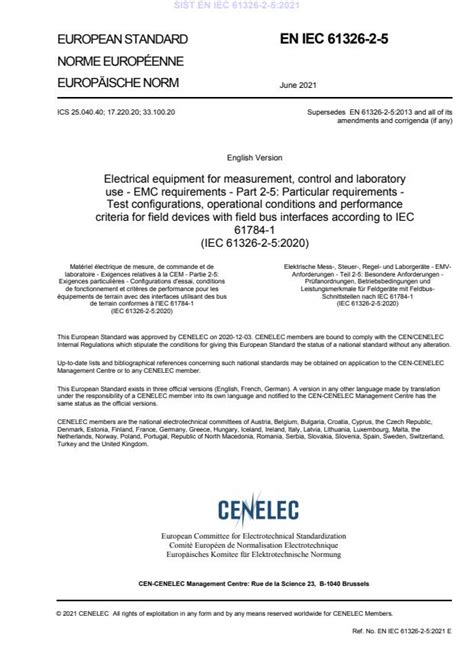 EN IEC 61326 2 5 2021 Electrical Equipment For Measurement Control