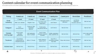 Content Calendar For Event Communication Planning Types Of