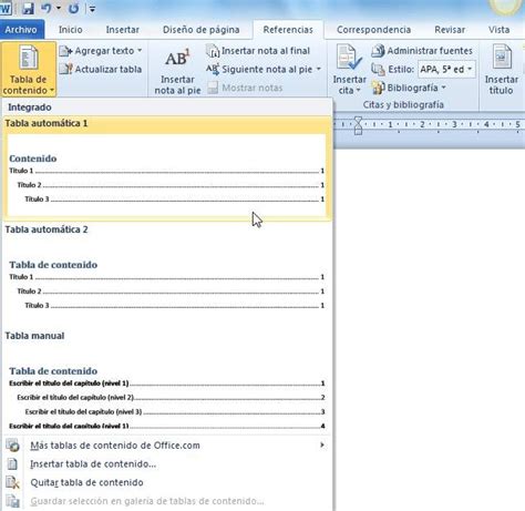 Como Realizar Una Tabla De Contenido En Word Image To U