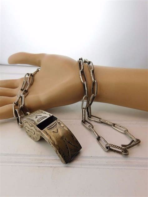 Navajo Silver Police Whistle Strung On A Navajo Hand Wrought Chain