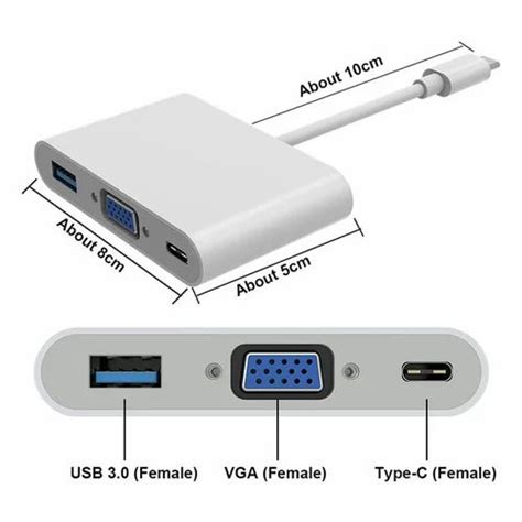 Type C 3 In 1 VGA USB Type C Female at Rs 990/piece | USB Cable in ...