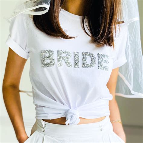 Bride T Shirt With Sparkly Rhinestone Letters Bridal Shower