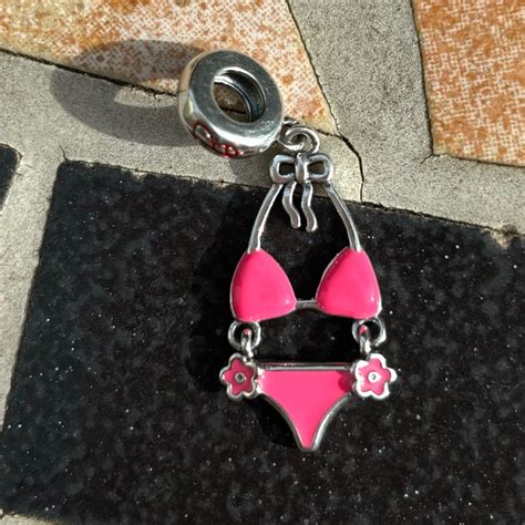Barbie Pink Bikini Charm 925 Sterling Silver Gem