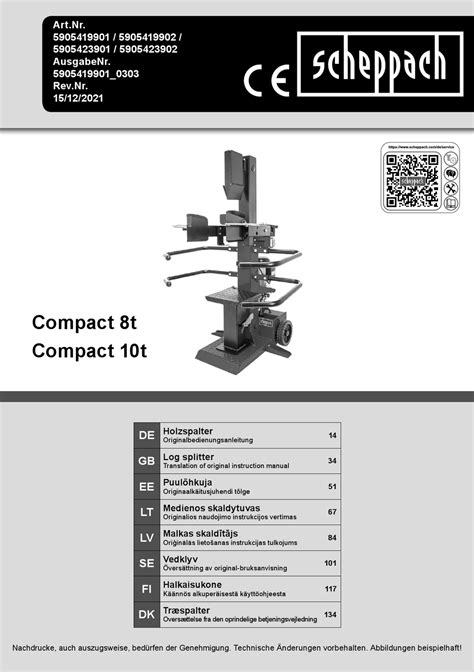 Scheppach Compact T Translation Of Original Instruction Manual Pdf