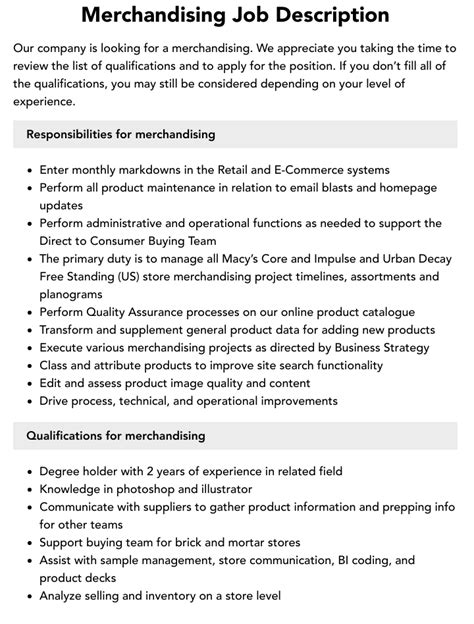 Bulk Merchandiser Job Description – MFTZTR