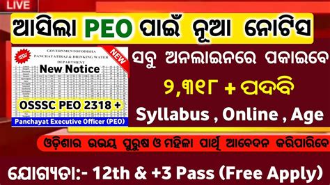 Panchayat Peo Recruitment 2023odisha Govt Jobsosssc Peo Vacancypeo