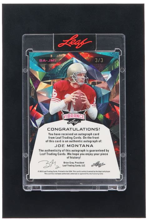 Joe Montana 2023 Leaf Vibrance Autographs BAJM1 3 3 Pristine Auction